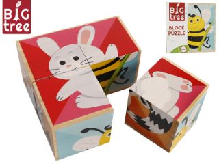 Obrázek z Kostky dřevěné 4ks zvířátka 10x10x5cm 24m+ ve fólii 